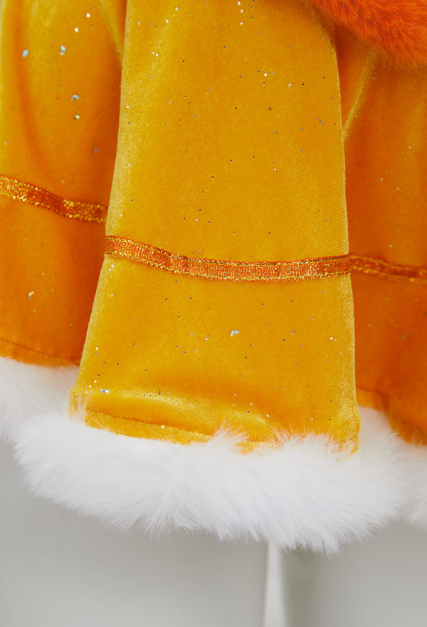 Princess Daisy Derivative Sexy Lingerie Suit Christmas Furry Yellow Dress with Cape and Collar