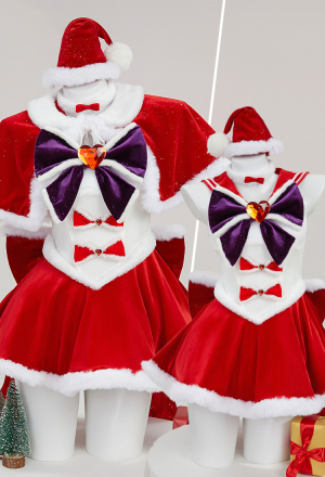 Sailor Mars Derivative Sexy Lingerie Suit Christmas Furry Bowknot Dress with Cape Hat