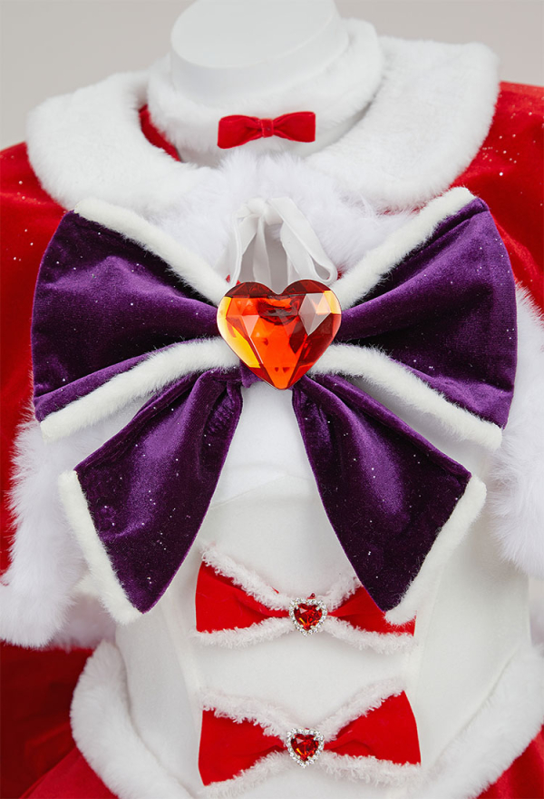 Sailor Mars Derivative Sexy Lingerie Suit Christmas Furry Bowknot Dress with Cape Hat