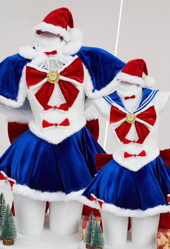 Usagi Tsukino Derivative Sexy Lingerie Costume Christmas Furry Bowknot Dress with Cape Hat