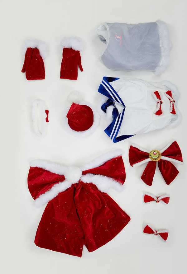 Usagi Tsukino Derivative Sexy Lingerie Costume Christmas Furry Bowknot Dress with Cape Hat