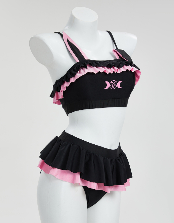 Goth Sailor Bunny Bikini Kawaii Two Piece Swimsuit Cute Bathing Suit Ruffle Style