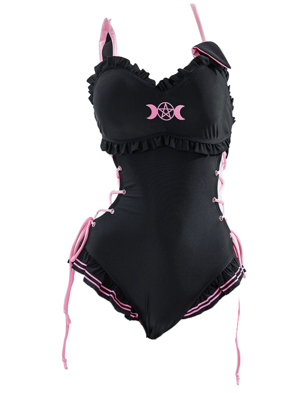 Goth Sailor Bunny Bikini Kawaii One Piece Swimsuit Cute Ruffle Style Bathing Suit