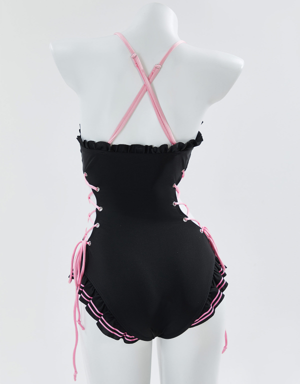 Goth Sailor Bunny Bikini Kawaii One Piece Swimsuit Cute Ruffle Style Bathing Suit